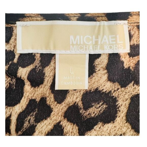 MICHAEL Michael Kors Women’s Leopard Print V-Neck Ruffle Dress (L) - Picture 7 of 10